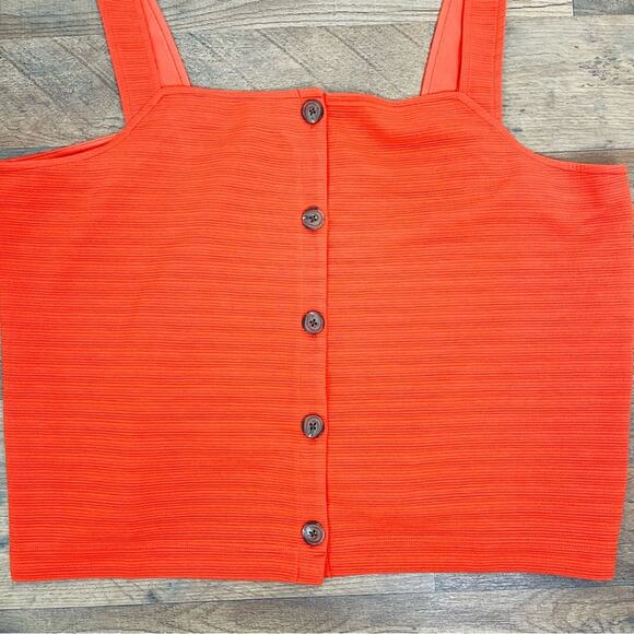 J Crew orange ribbed button stretchy tank preppy top 2X - Picture 4 of 8